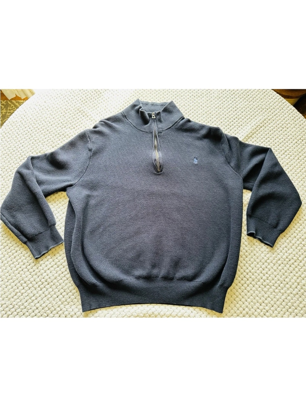 Polo Ralph Lauren Boys XXL Blue 1/4 Zip Mock Neck Blue Pony Preppy Sweater